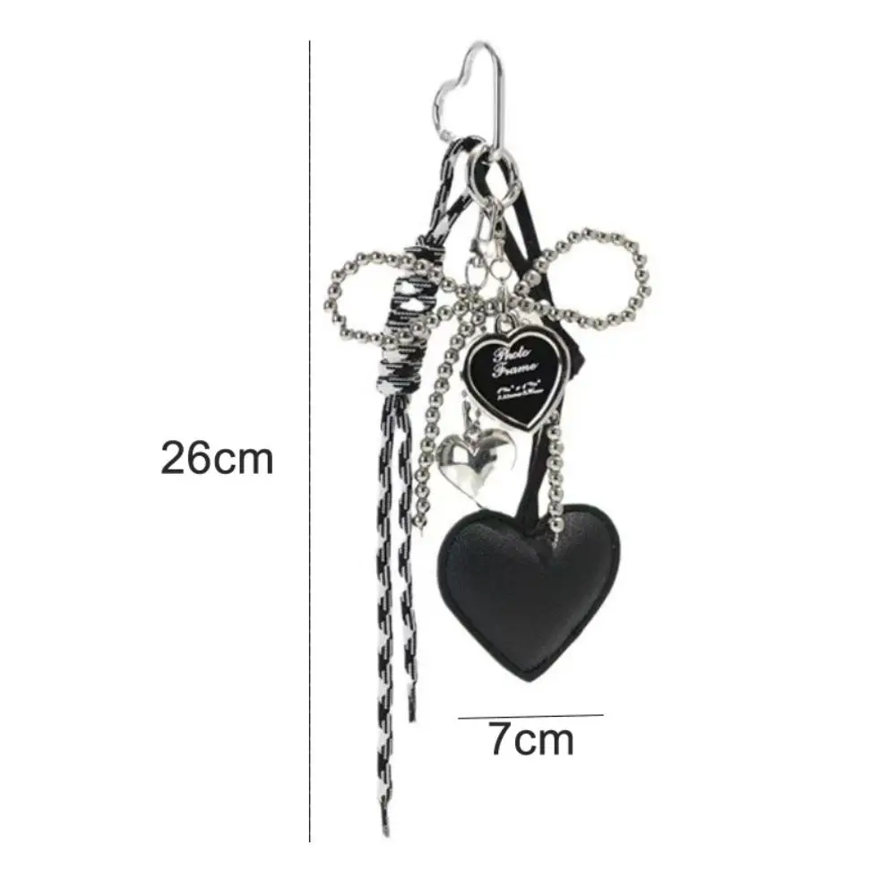Fashion Charm Tassel Love Heart Pendant Handmade Creative Bowknot Keychain Cute Glossy Pendant Keychain Bag Accessories
