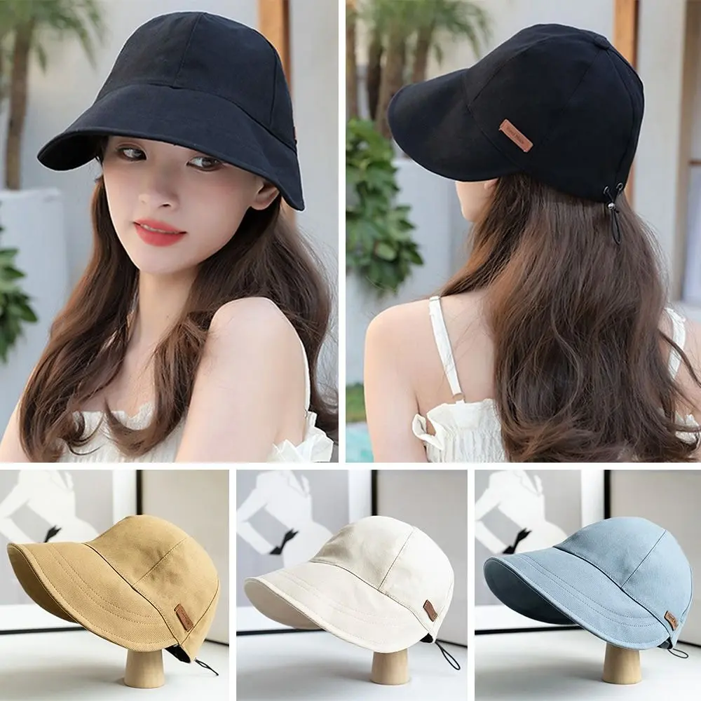 Foldable Wide Brim Sun Hat Drawstring Adjustable Caps for Men Women Beach Hats Summer Quick-drying Visors Fisherman Cap