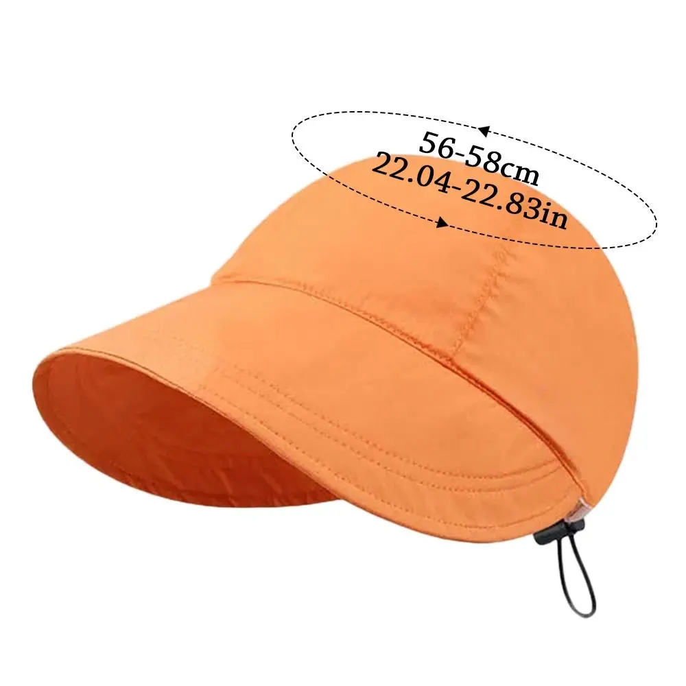 Foldable Wide Brim Ponytail Sun Hat Drawstring Adjustable Cap Summer Quick-dry Visor Fisherman Cap For Women Beach Hat