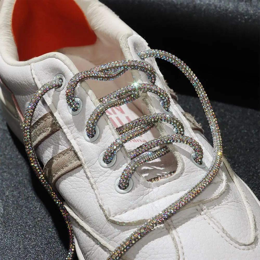 1PC Luxury Rhinestone Shoelaces Rainbow Diamond Shoe Laces Sneakers Laces Shoes Round Shoelace 100/120/140/160CM