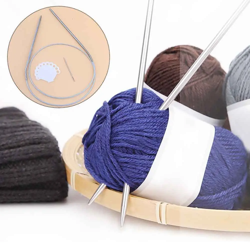 40/100cm Circular Knitting Needles Round Metal Circle Needles Stainless Steel Crochet Hook Weaving Needlework Sewing Pins