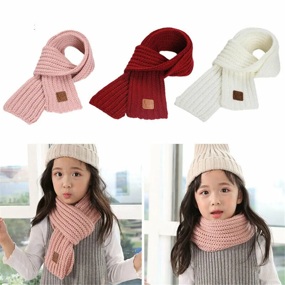 1PC Baby Kids Boy Girl Winter Warm Scarf Knitting Wool Scarves Children Outdoor Neck Warmer Cute Soft Knitted Scarf