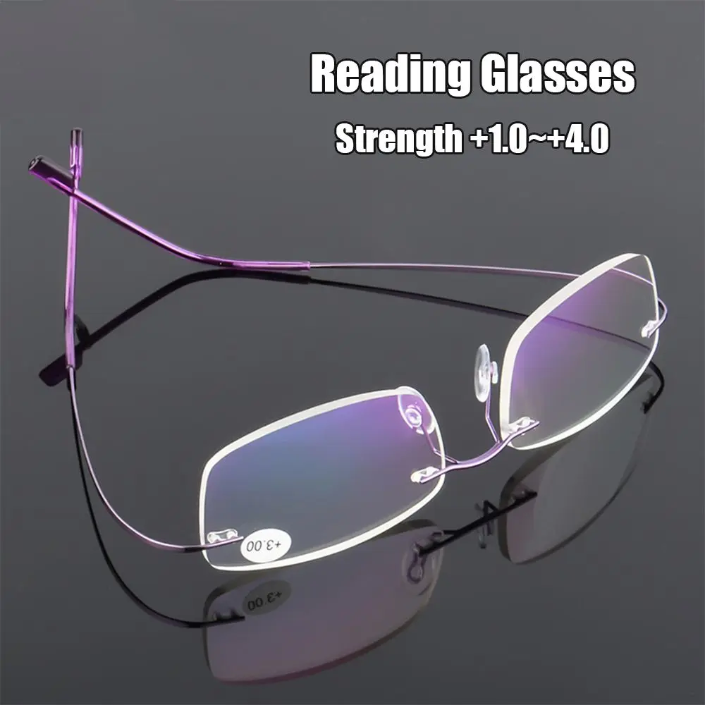 Flexible Ultralight Rimless Reading Glasses for Men Women Memory Titanium Magnetic Presbyopic Eyeglasses Strength +1.0~+4.0
