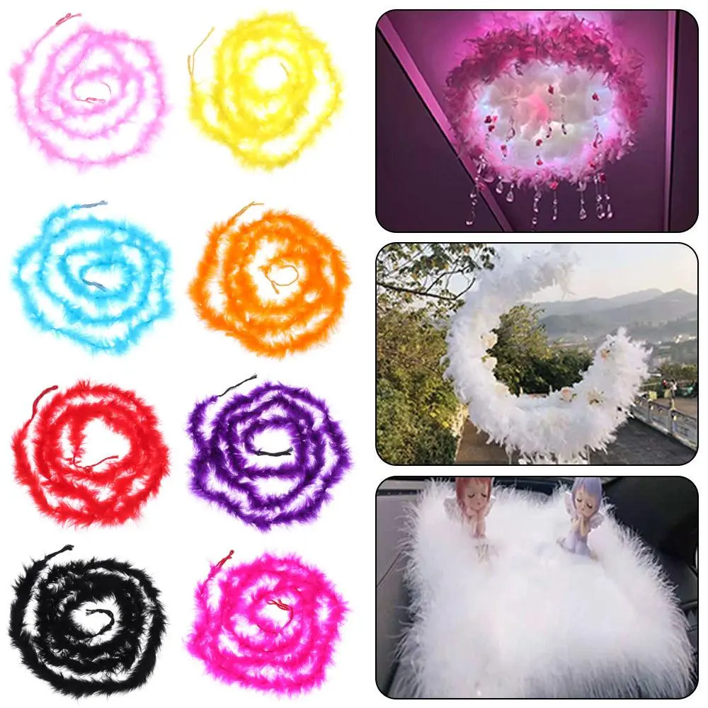 2M Feather Boa Strip For Christmas Tree Fluffy Feather On Ribbon Craft Costume Fancy Dress Wedding Party Decoration Apparel