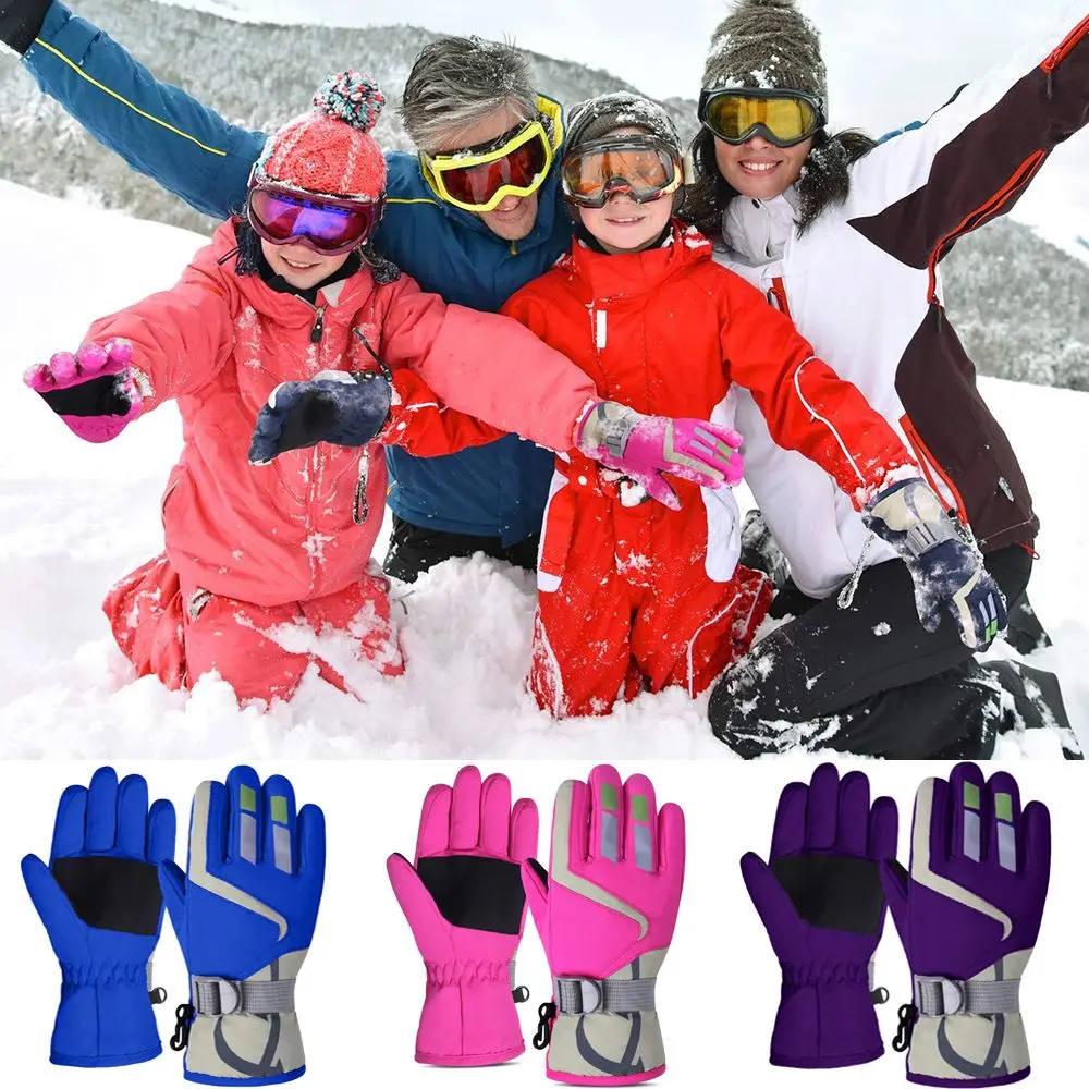 1 Pair of Kids Gloves Winter Non-slip Waterproof Warm Kids Boys Girls Gloves Ski Children Long-sleeved Mitten Snow Outdoor