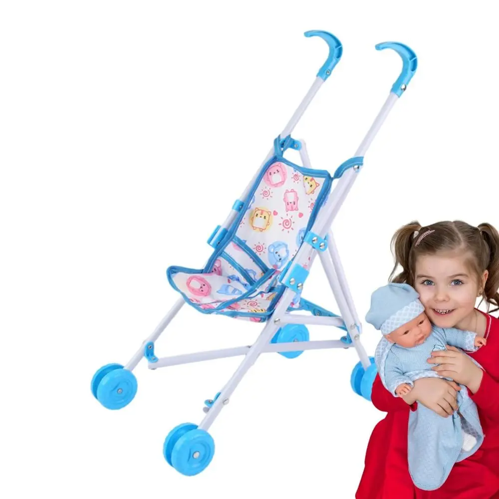 Durable Interactive Dolls Pram Pretend Play Toys Plastic Baby Stroller Stable Doll Accessories for Boys Girls Babies