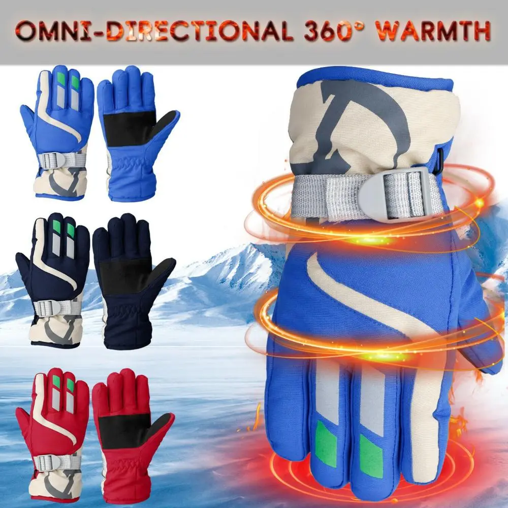 1 Pair of Kids Gloves Winter Non-slip Waterproof Warm Kids Boys Girls Gloves Ski Children Long-sleeved Mitten Snow Outdoor