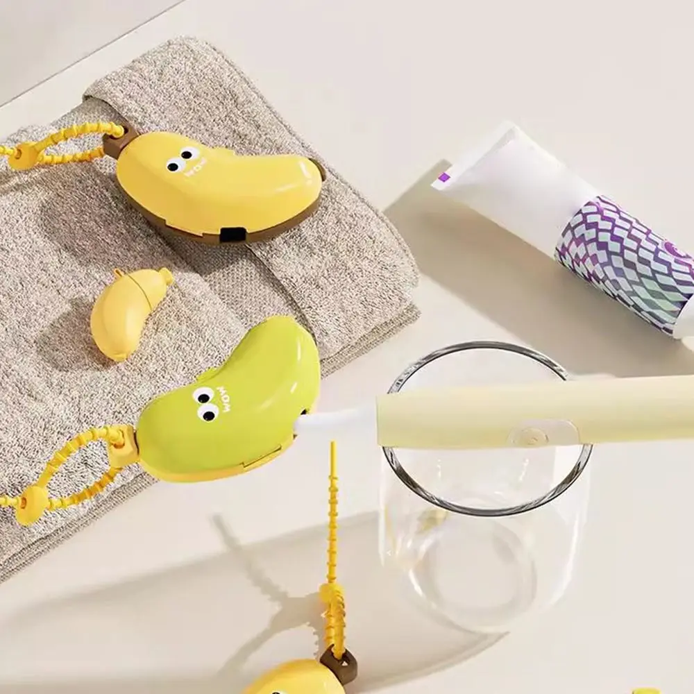 Plastic Toothbrush Head Protective Cover Brush Protect Banana Shape Toothbrush Case Cap 2in1 Portable