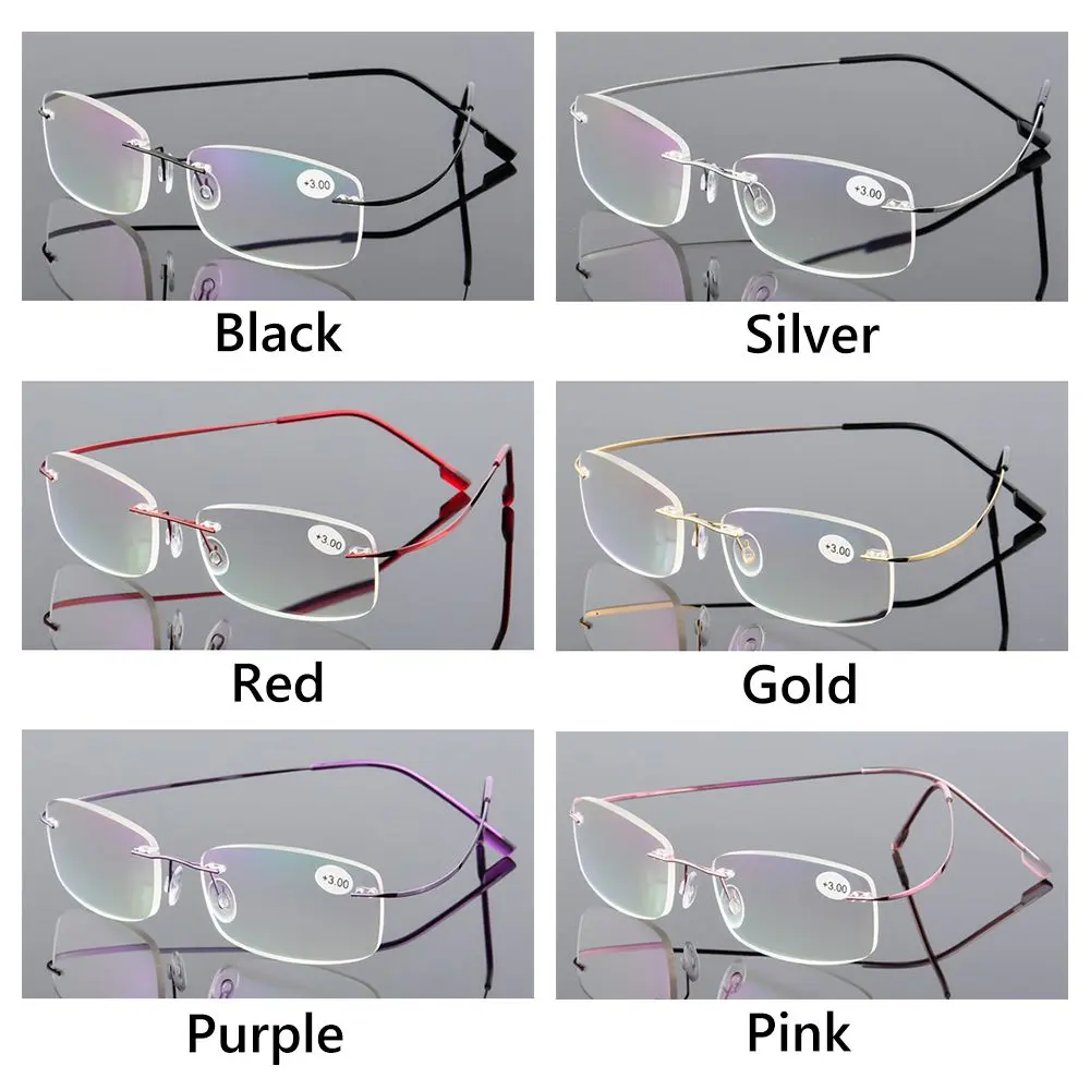Flexible Ultralight Rimless Reading Glasses for Men Women Memory Titanium Magnetic Presbyopic Eyeglasses Strength +1.0~+4.0