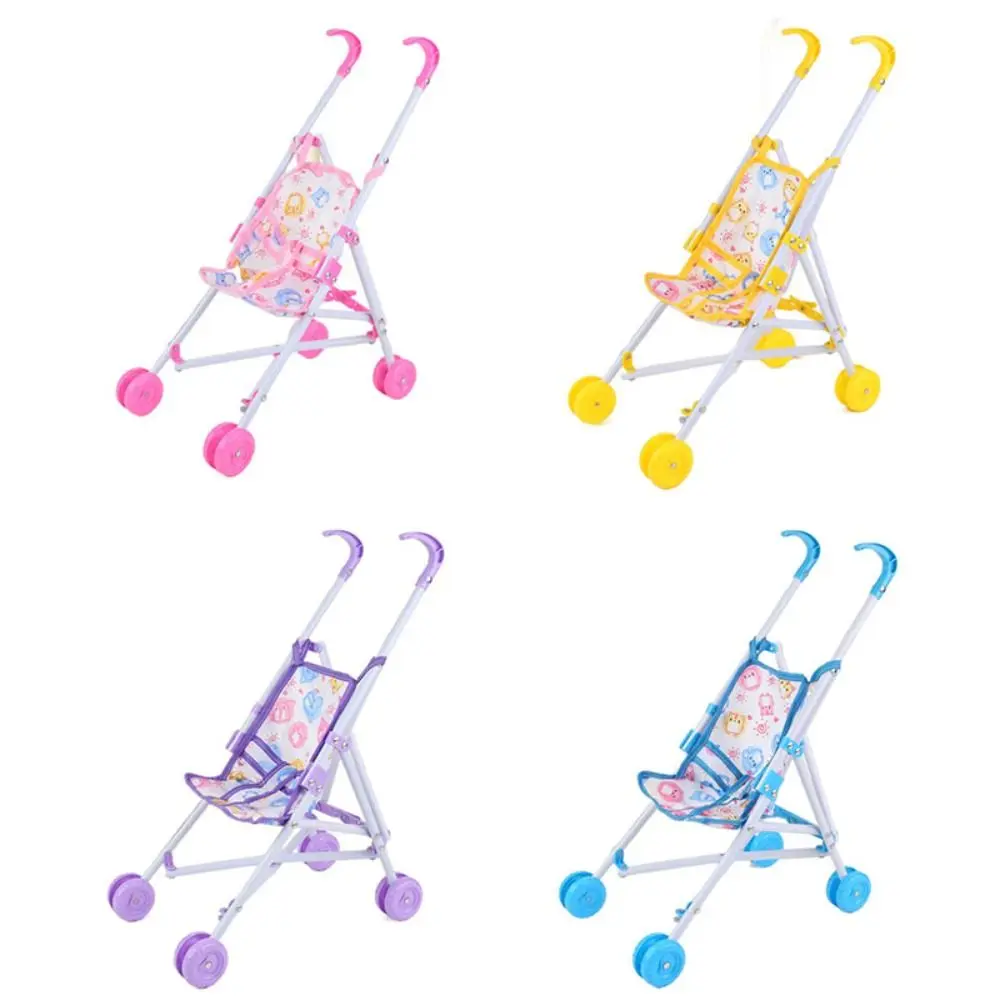 Durable Interactive Dolls Pram Pretend Play Toys Plastic Baby Stroller Stable Doll Accessories for Boys Girls Babies
