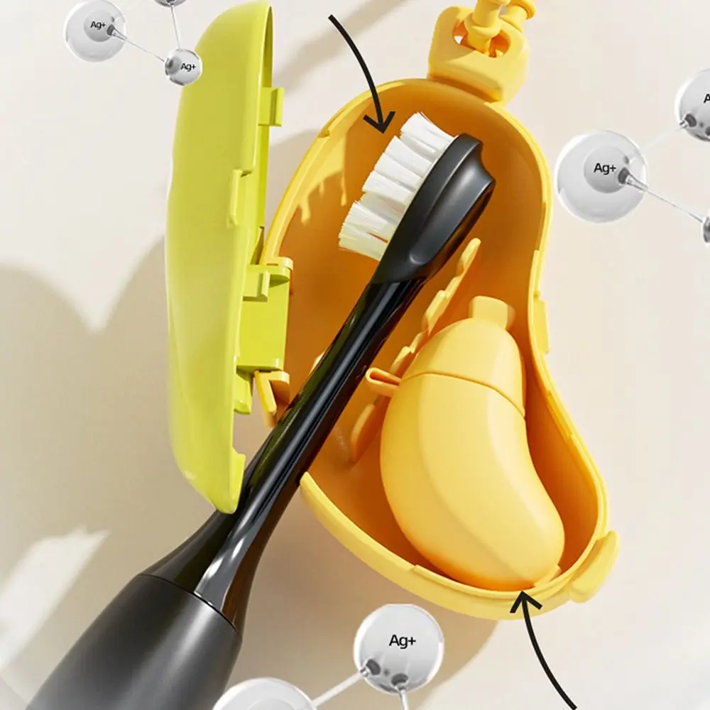 Plastic Toothbrush Head Protective Cover Brush Protect Banana Shape Toothbrush Case Cap 2in1 Portable