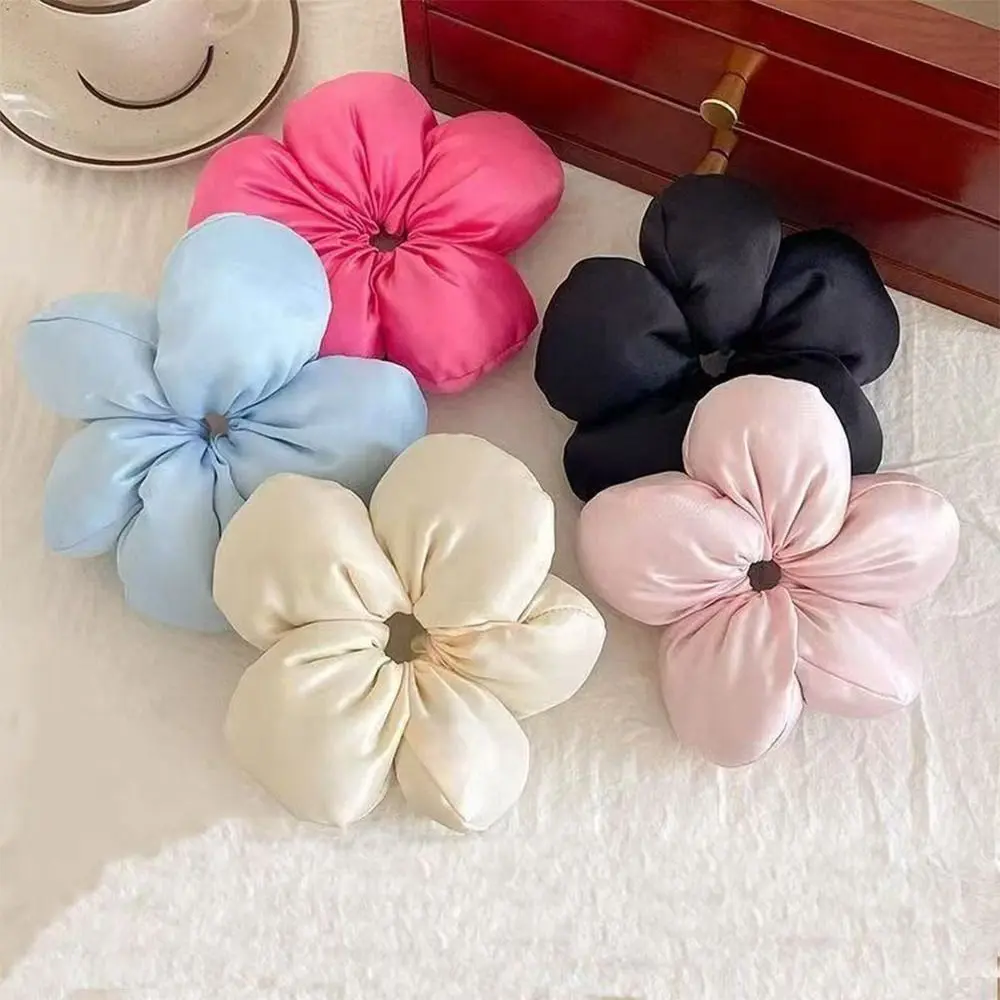 Fashion Sponge Flower Satin Hair Scrunchies Large Elastic Hair Bands Elegant Hair Accessories for Women