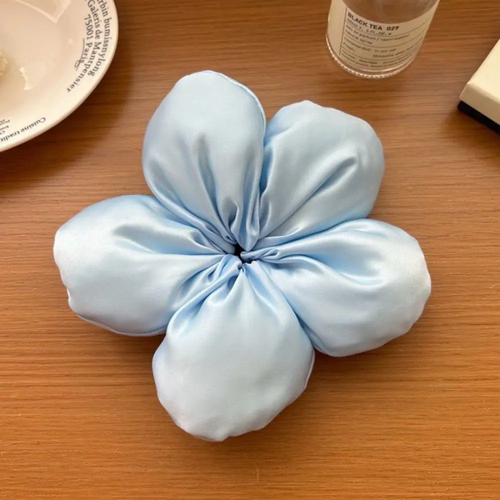 Fashion Sponge Flower Satin Hair Scrunchies Large Elastic Hair Bands Elegant Hair Accessories for Women