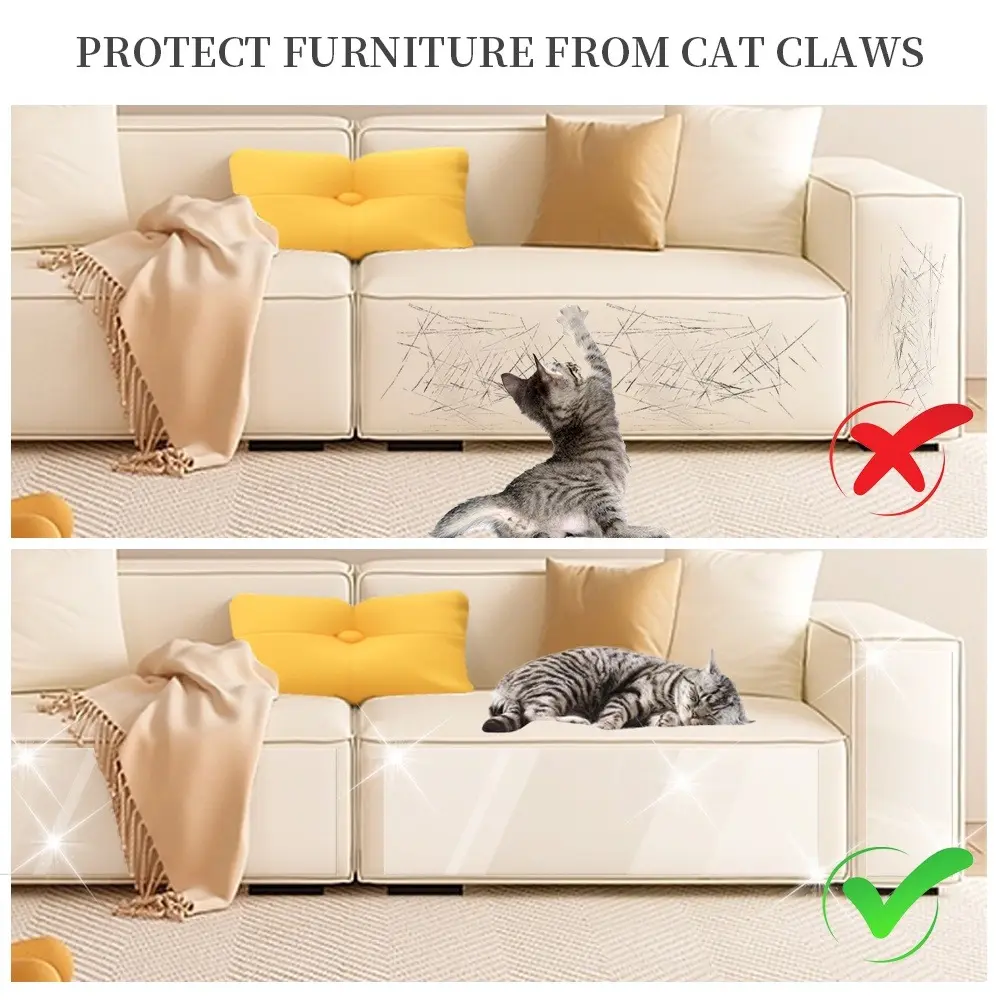 Transparent Anti-cat Scratching Stickers Self-adhesive Anti-cat Scratch Guard Mat Durable PVC Sofa Protection Sticker