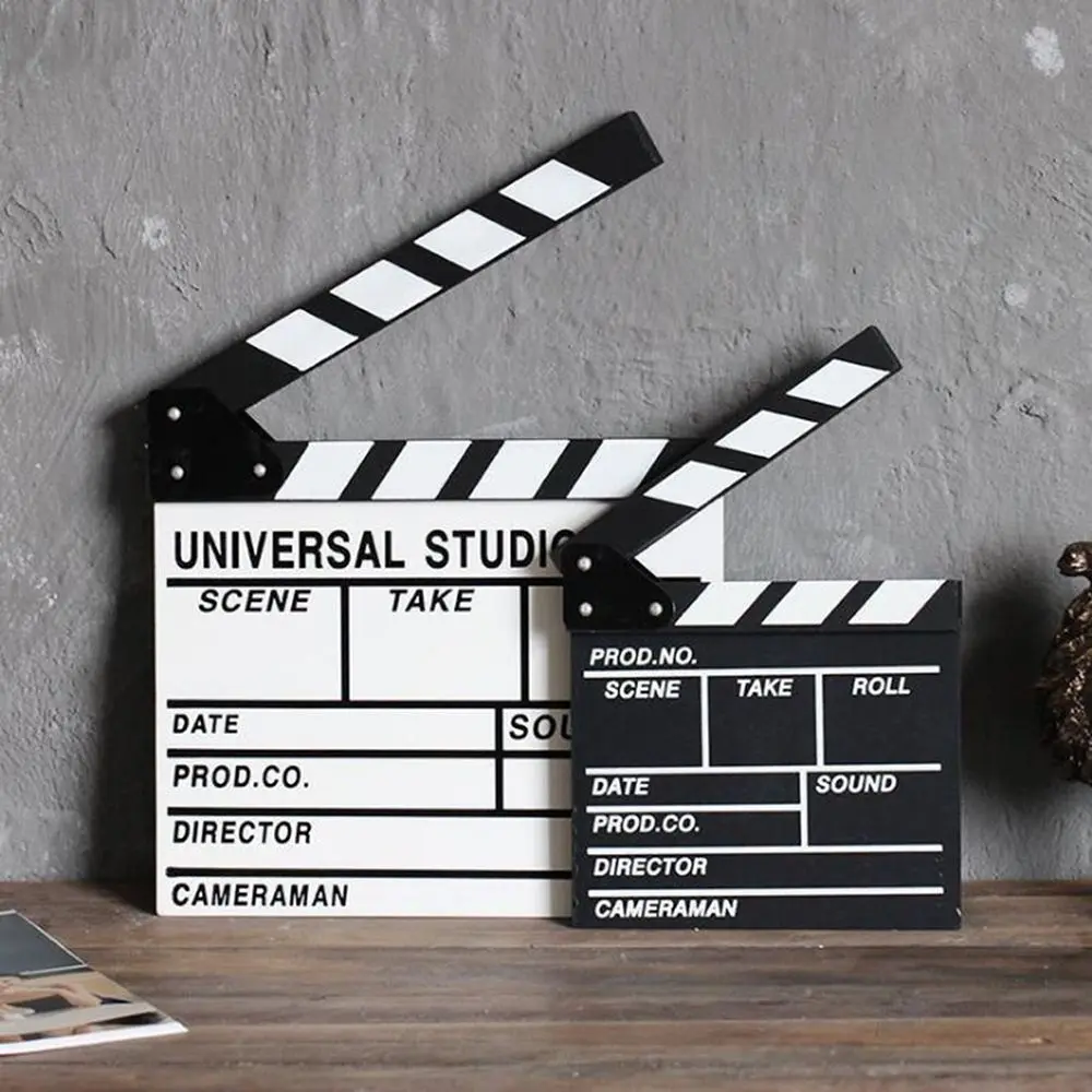 30 x 27cm Director Video Scene Clapperboard Wooden TV Movie Cinema Clapboard Photography Prop for Vlog Hanging Decoration