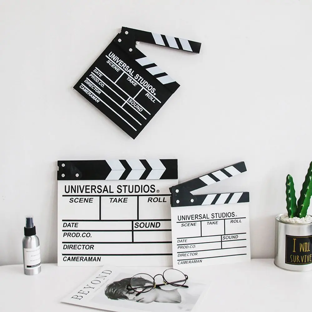 30 x 27cm Director Video Scene Clapperboard Wooden TV Movie Cinema Clapboard Photography Prop for Vlog Hanging Decoration
