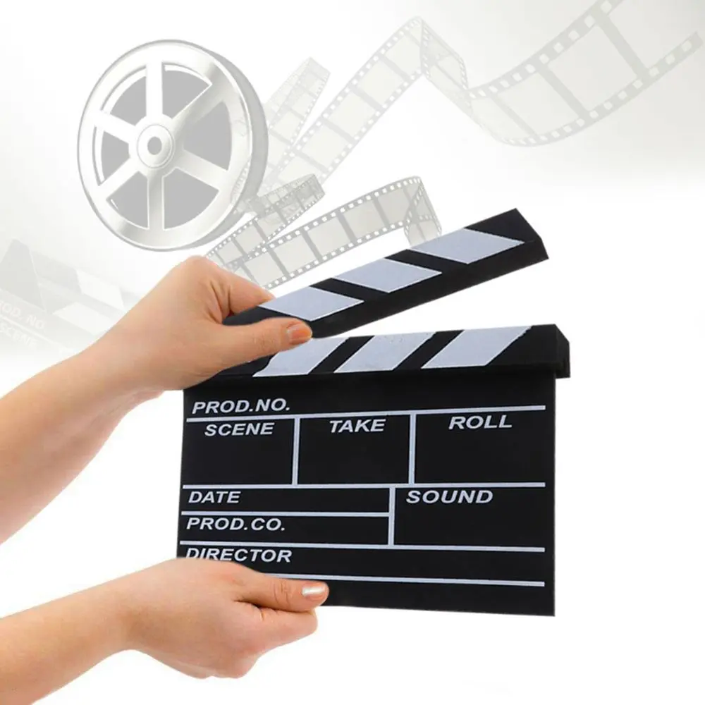 30 x 27cm Director Video Scene Clapperboard Wooden TV Movie Cinema Clapboard Photography Prop for Vlog Hanging Decoration