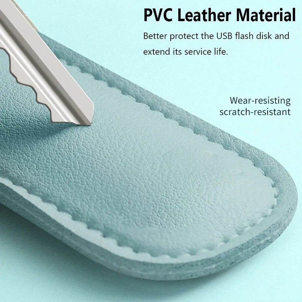 Leather U Disk Pouch Key Ring Holder USB Flash Drive Storage Bag Pendrive Protective Cover Memory Stick Case