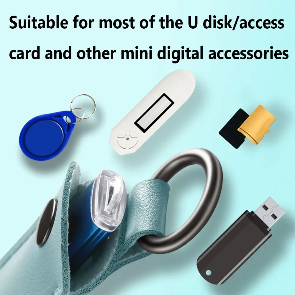 Leather U Disk Pouch Key Ring Holder USB Flash Drive Storage Bag Pendrive Protective Cover Memory Stick Case