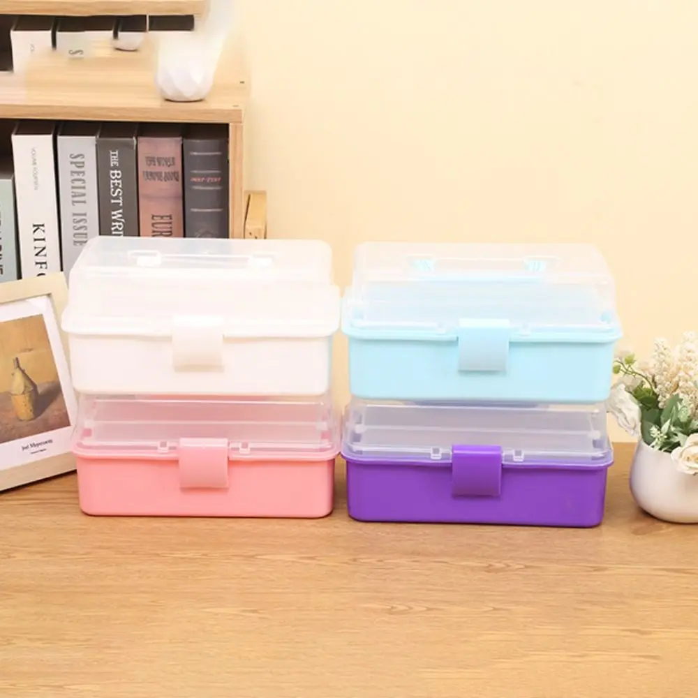 2/3 Layers Foldable Large Capacity Storage Box Multifunctional Plastic Portable Makeup Hairpin Organizer Nail Art Jewelry Box