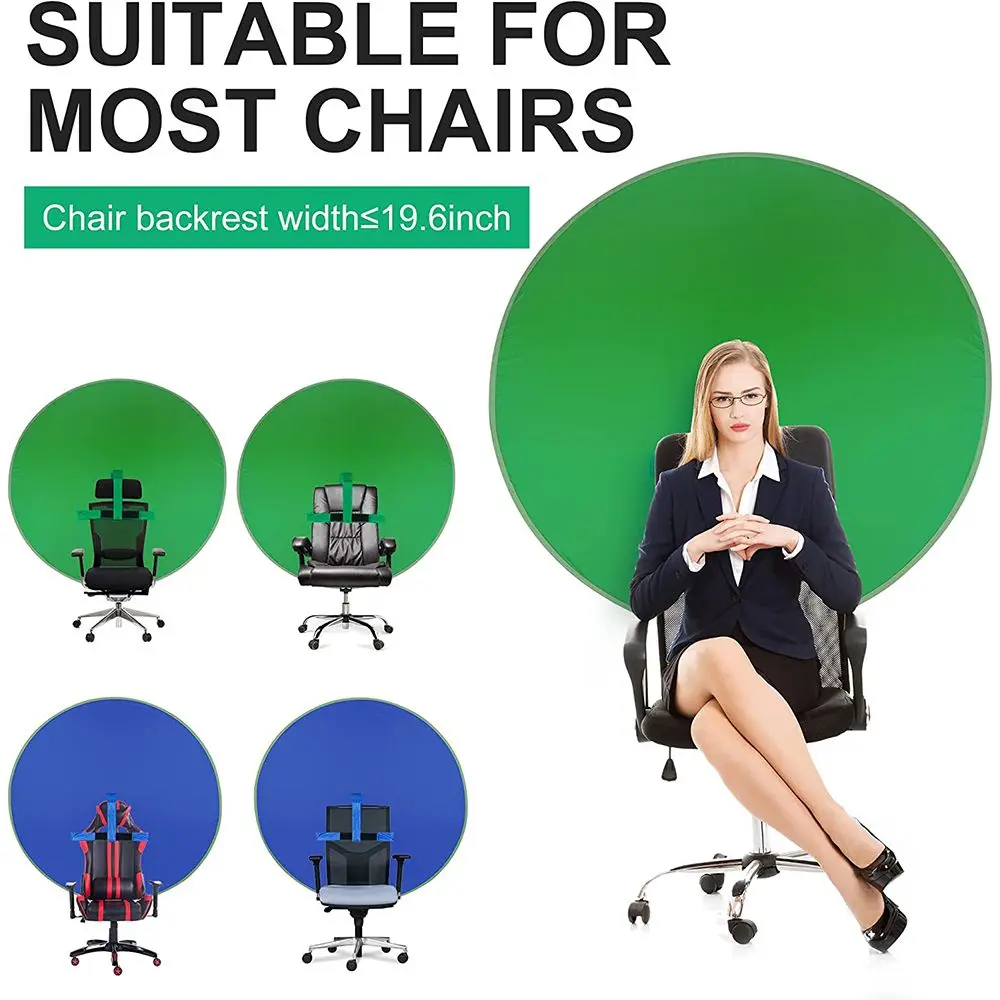 Green Blue Double-sided Screen Background Cloth Circular Foldable Photography Studio Backdrop Chromakey with Storage Bag