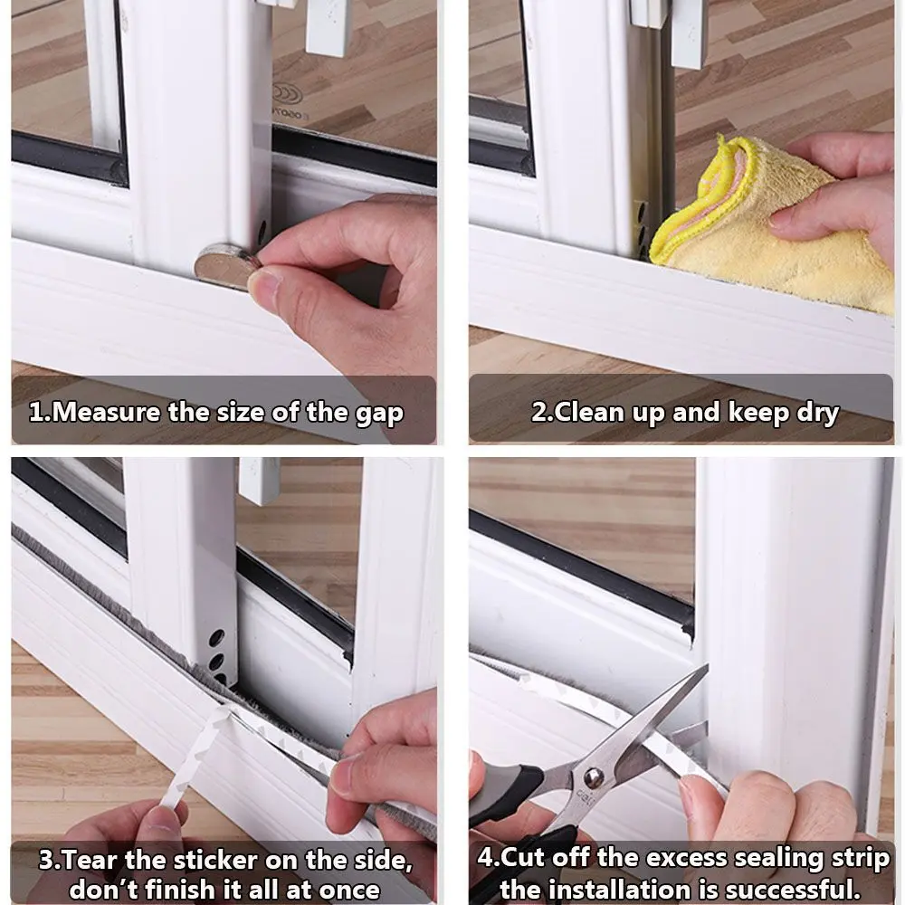5 Meters Brush Strip Self Adhesive Door Window Sealing Strip Home Door Window Sound Insulation Wind-proof Strip Gasket