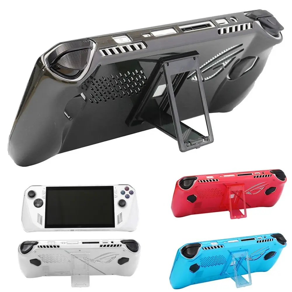 For ROG Ally Transparent Protective Case Shockproof Back Cover With Bracket Handheld Console Shell Full Coverage Game Accessory