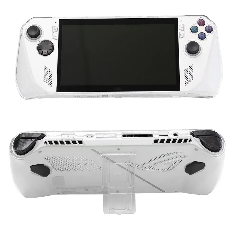 For ROG Ally Transparent Protective Case Shockproof Back Cover With Bracket Handheld Console Shell Full Coverage Game Accessory