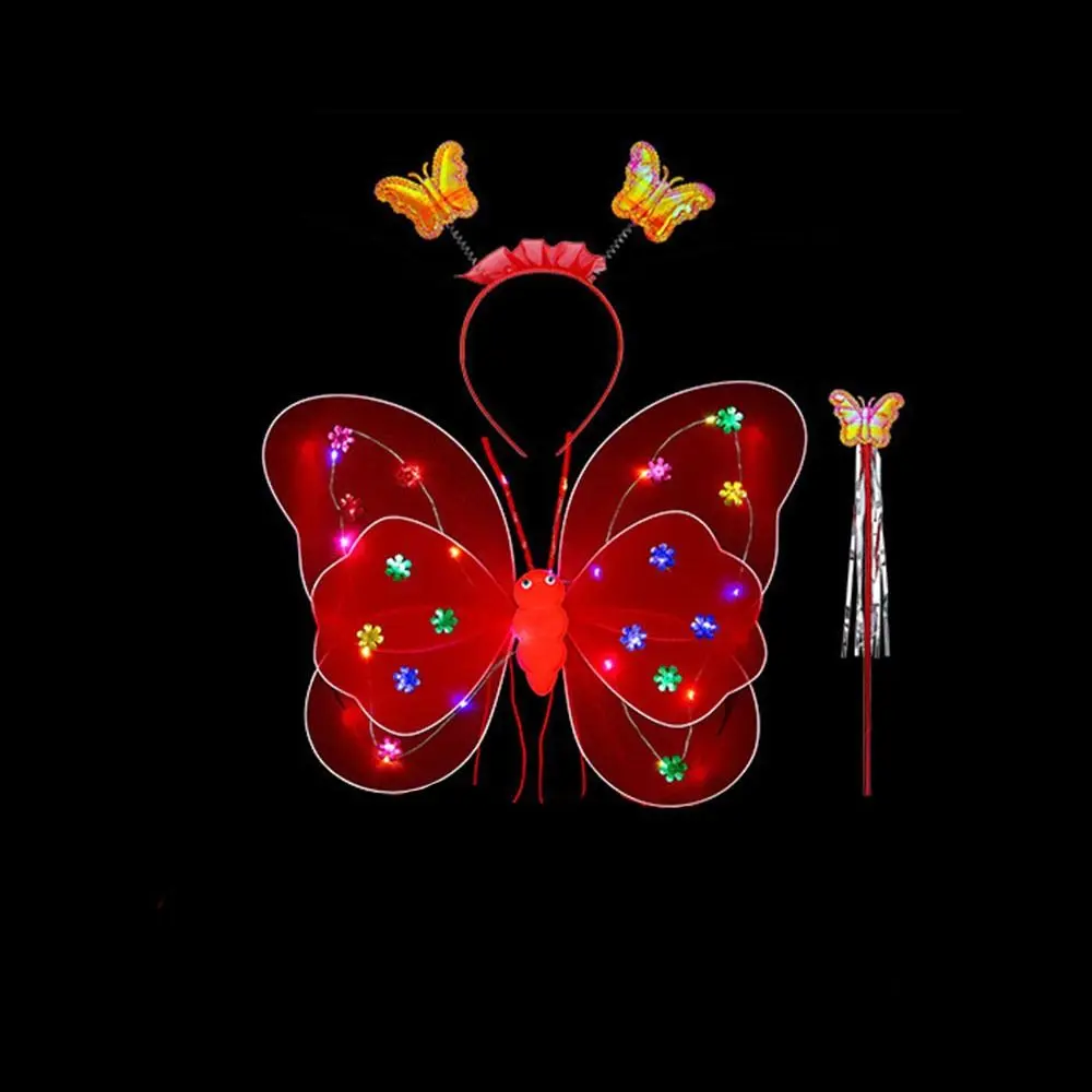 LED Children Costume Props Angel Luminous Wings Girls Skirts Flashing Butterfly Skirt Lights Suit 2-8year Easter Valentines Day