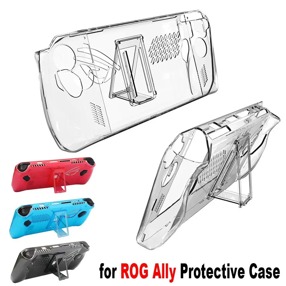 For ROG Ally Transparent Protective Case Shockproof Back Cover With Bracket Handheld Console Shell Full Coverage Game Accessory