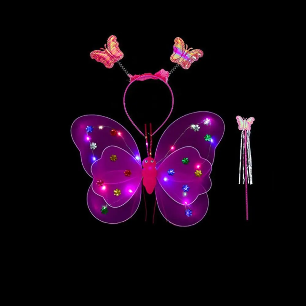 LED Children Costume Props Angel Luminous Wings Girls Skirts Flashing Butterfly Skirt Lights Suit 2-8year Easter Valentines Day