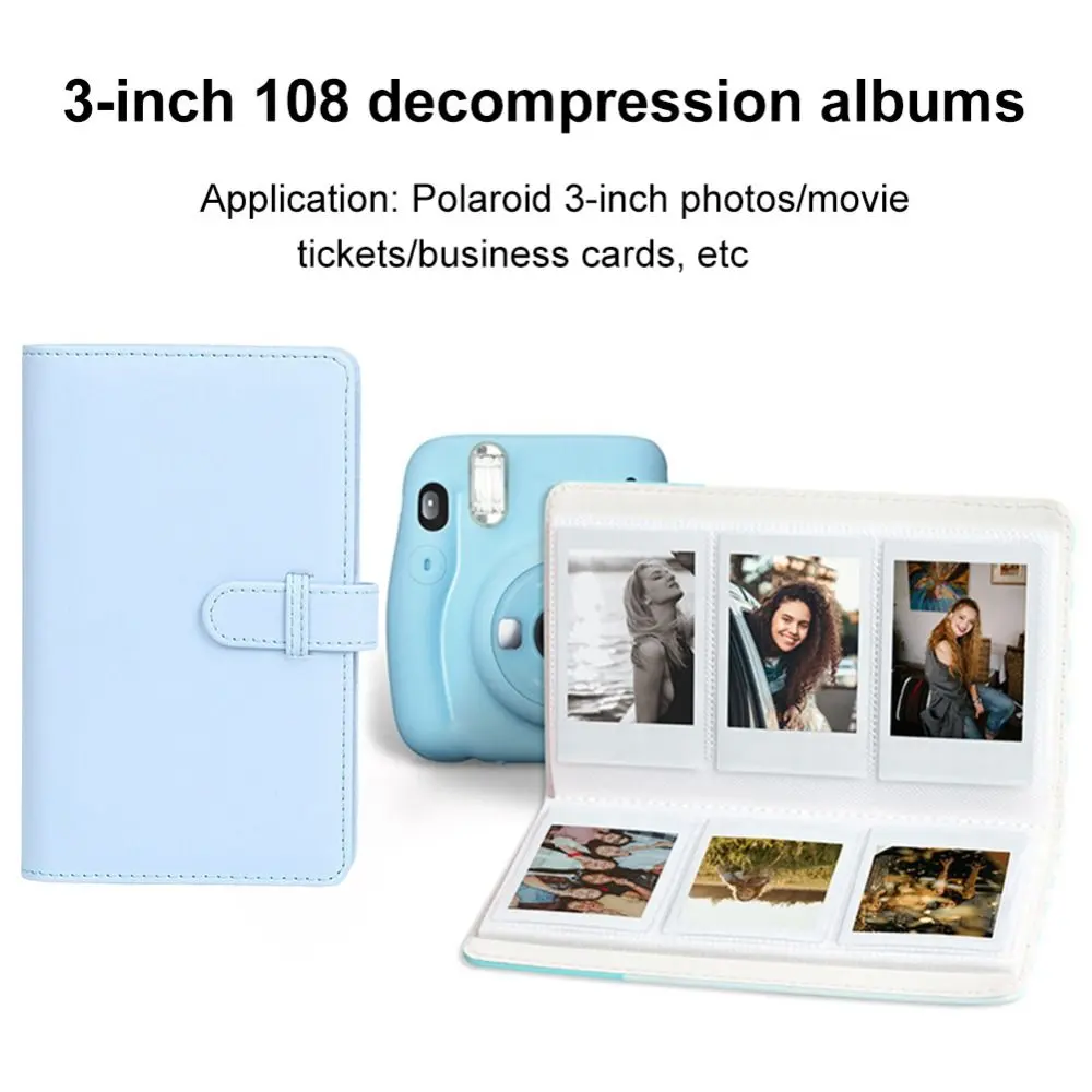 108 Pockets Photo Album Film Camera 3 inch Photo Paper PU Leather Storage Case Stamp Collection Book for Fujifilm Instax Mini 12