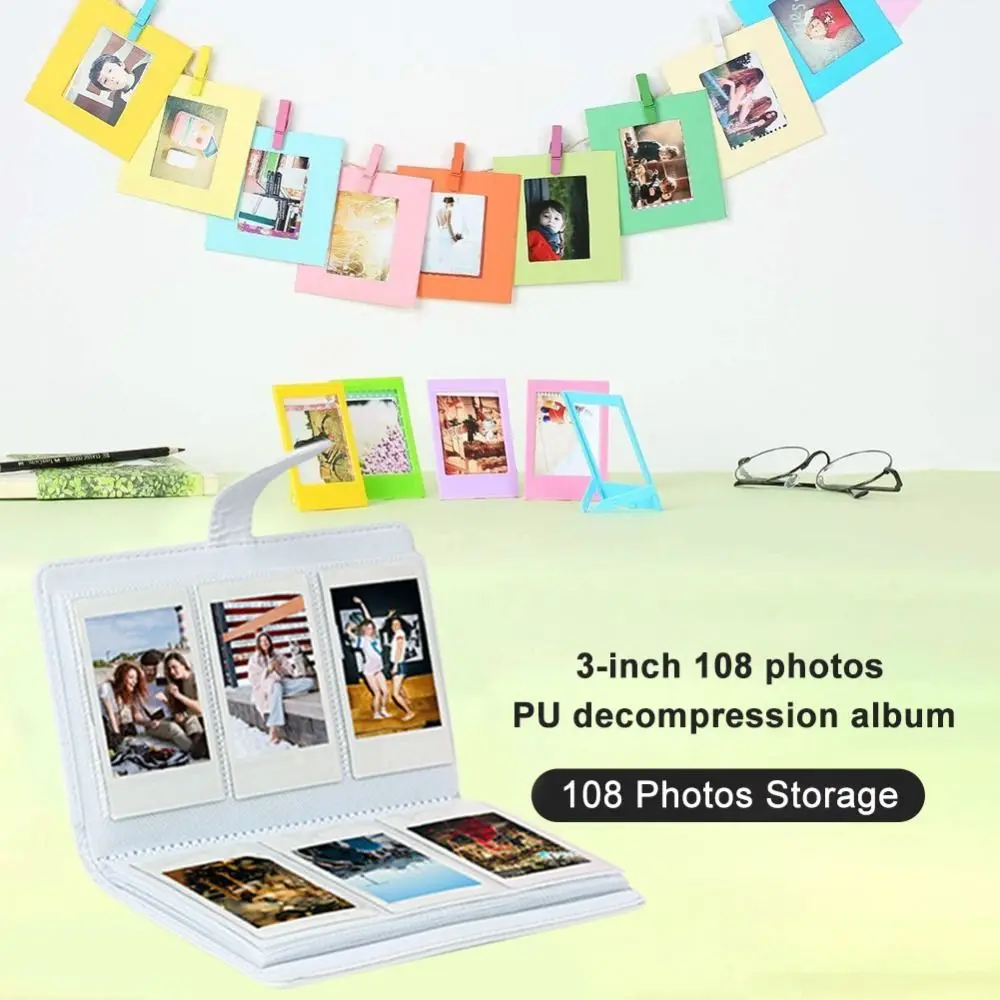 108 Pockets Photo Album Film Camera 3 inch Photo Paper PU Leather Storage Case Stamp Collection Book for Fujifilm Instax Mini 12