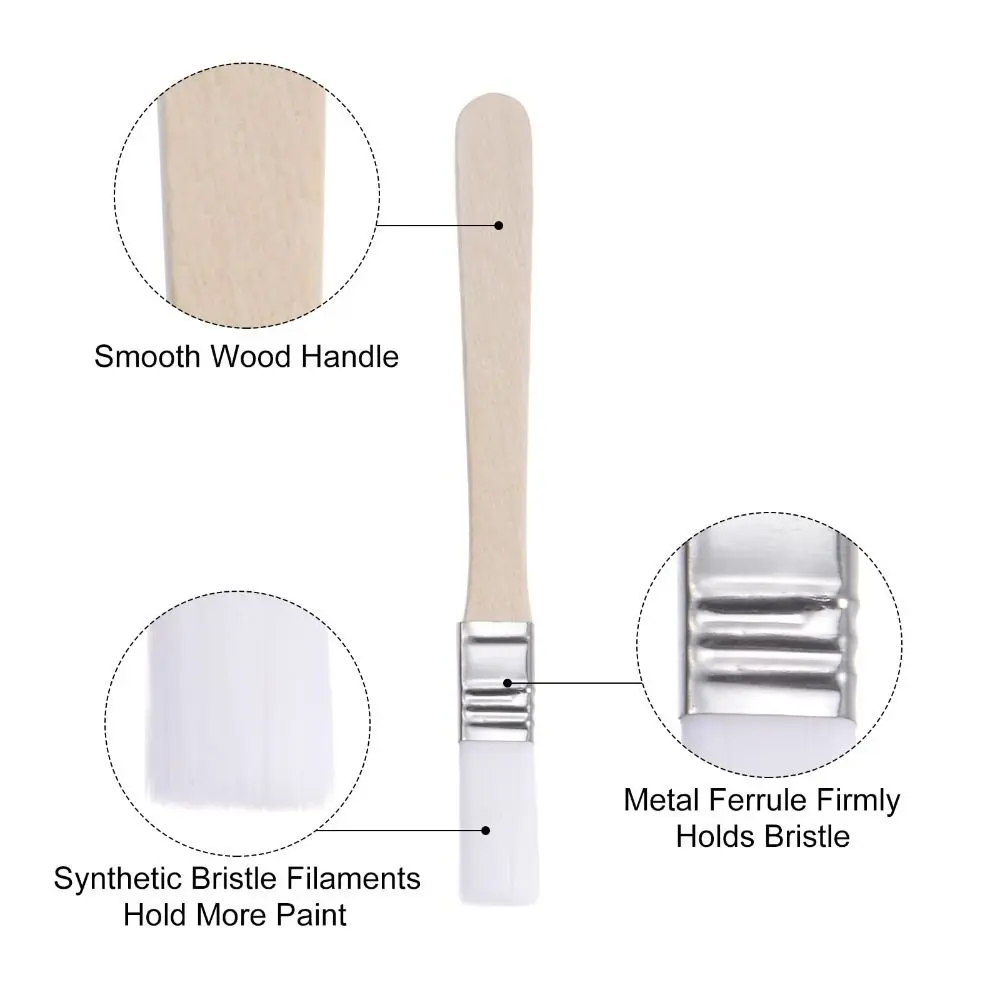 1/12Pcs 0.5" Width Small Paint Brush Nylon Bristle with Wood Handle Painting Tool for Wall Door Cabinets Furniture