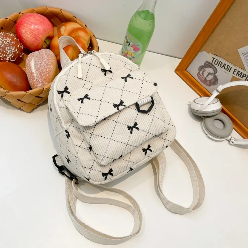 Mini Backpack Sweet Bowknot Printed Shoulder Bag Travel Cosmetic Storage Bag  Korean Ins Student Bookbags Casual Rucksack