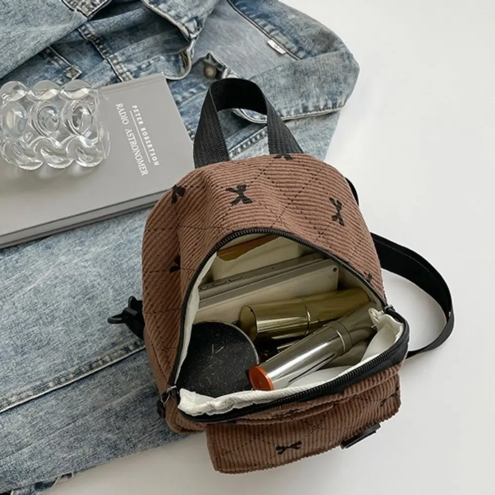Mini Backpack Sweet Bowknot Printed Shoulder Bag Travel Cosmetic Storage Bag  Korean Ins Student Bookbags Casual Rucksack