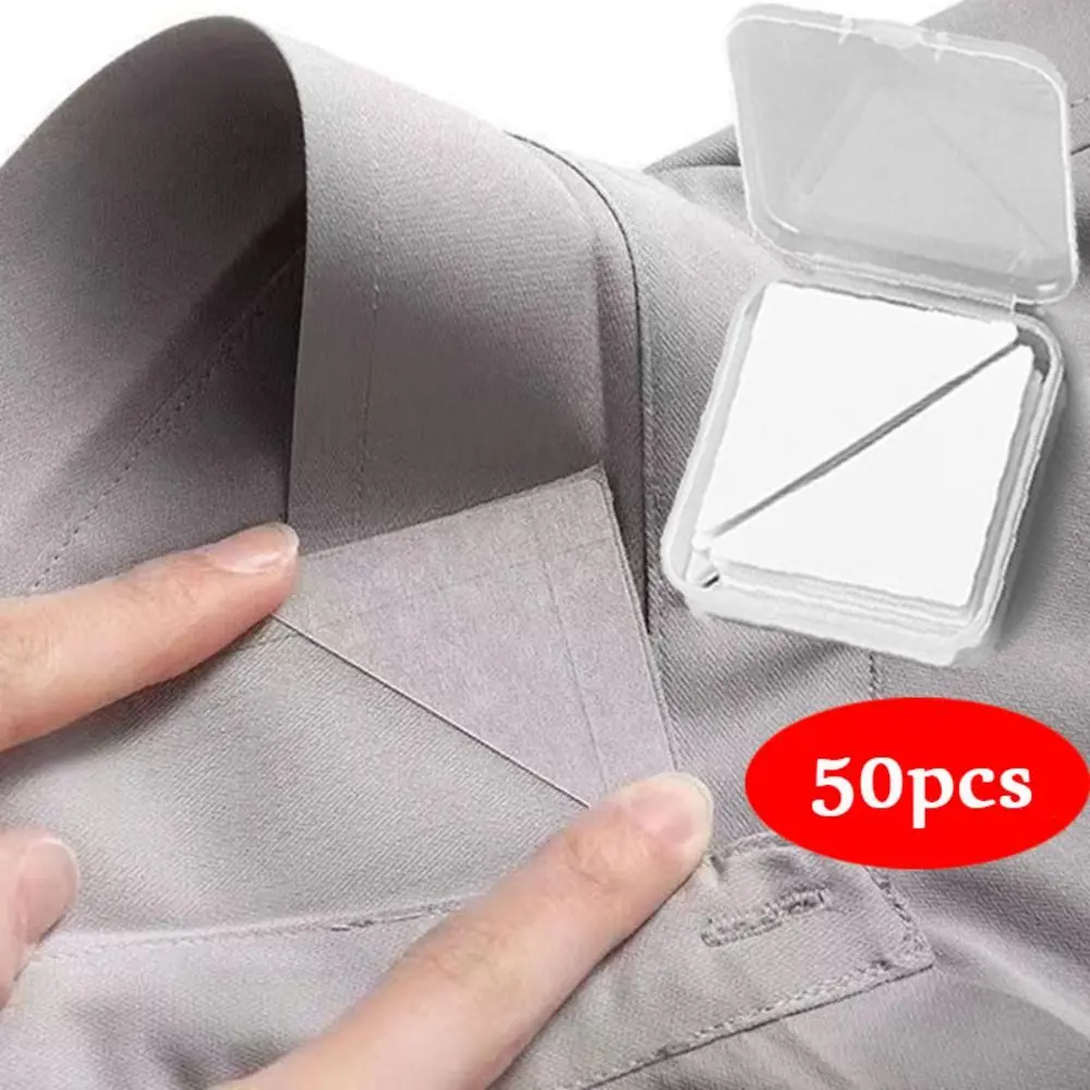 50PCS Self Adhesive Collar Fixed Pads Collar Styling Tape Does Not Warp Shirt Neck Protector Pads Shirt Collar Support Pads