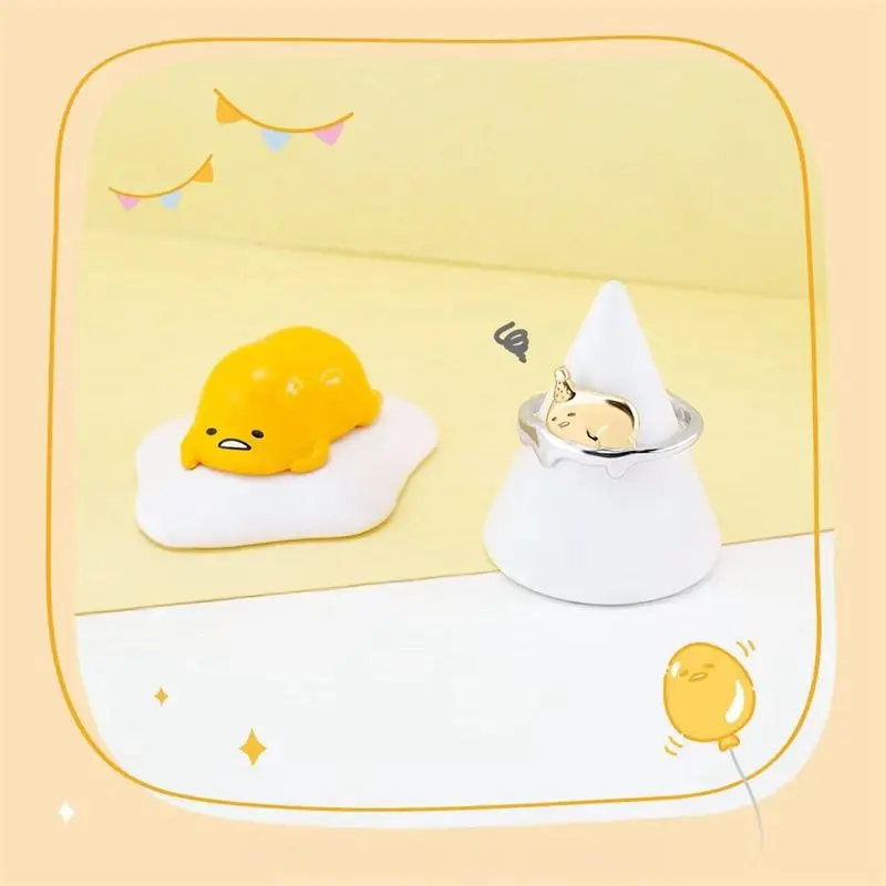Gudetama Finger Rings Earring Women Fashion Alloy Ear Stud Ring Jewelry Decoration Cute Girls Ring Earrings Accessories Gifts