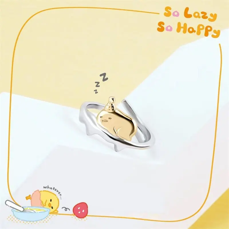 Gudetama Finger Rings Earring Women Fashion Alloy Ear Stud Ring Jewelry Decoration Cute Girls Ring Earrings Accessories Gifts