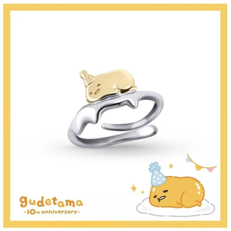 Gudetama Finger Rings Earring Women Fashion Alloy Ear Stud Ring Jewelry Decoration Cute Girls Ring Earrings Accessories Gifts
