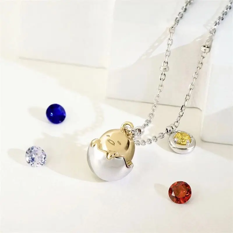 Gudetama Necklace Fashion Women Alloy Necklace Bracelets Pendant Ornament Girl Clavicle Chain Jewelry Decoration Accessories