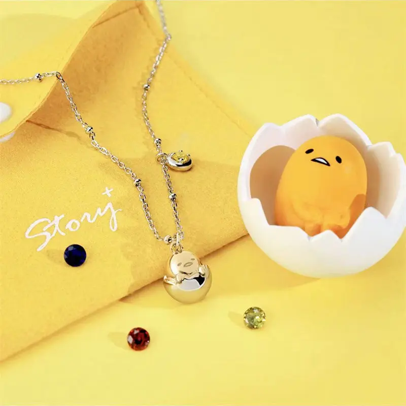 Gudetama Necklace Fashion Women Alloy Necklace Bracelets Pendant Ornament Girl Clavicle Chain Jewelry Decoration Accessories