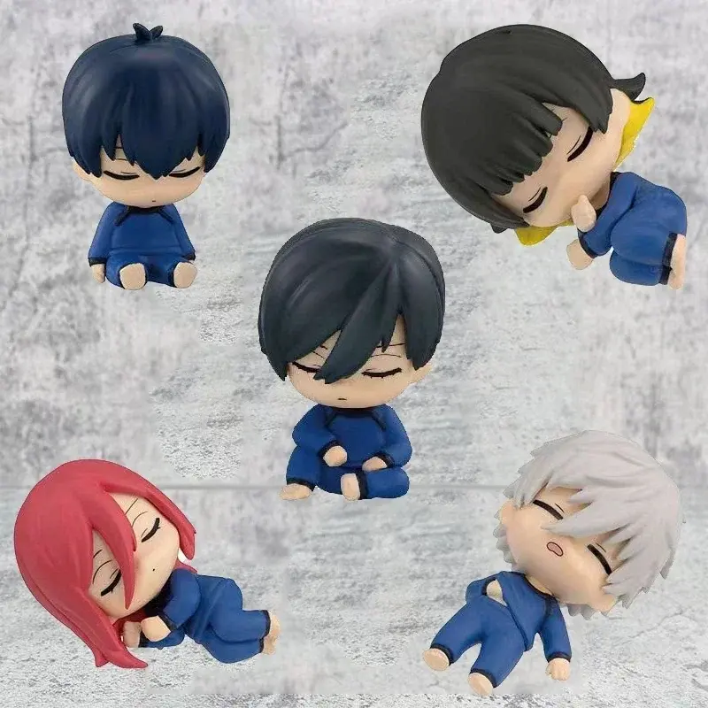 Anime Blue Lock Figurine Sleeping Dolls Isagi Yoichi Nagi Seishiro Chigiri Hyoma Rin Itoshi Yoichi Isagi 5pcs Figures PVC Toys