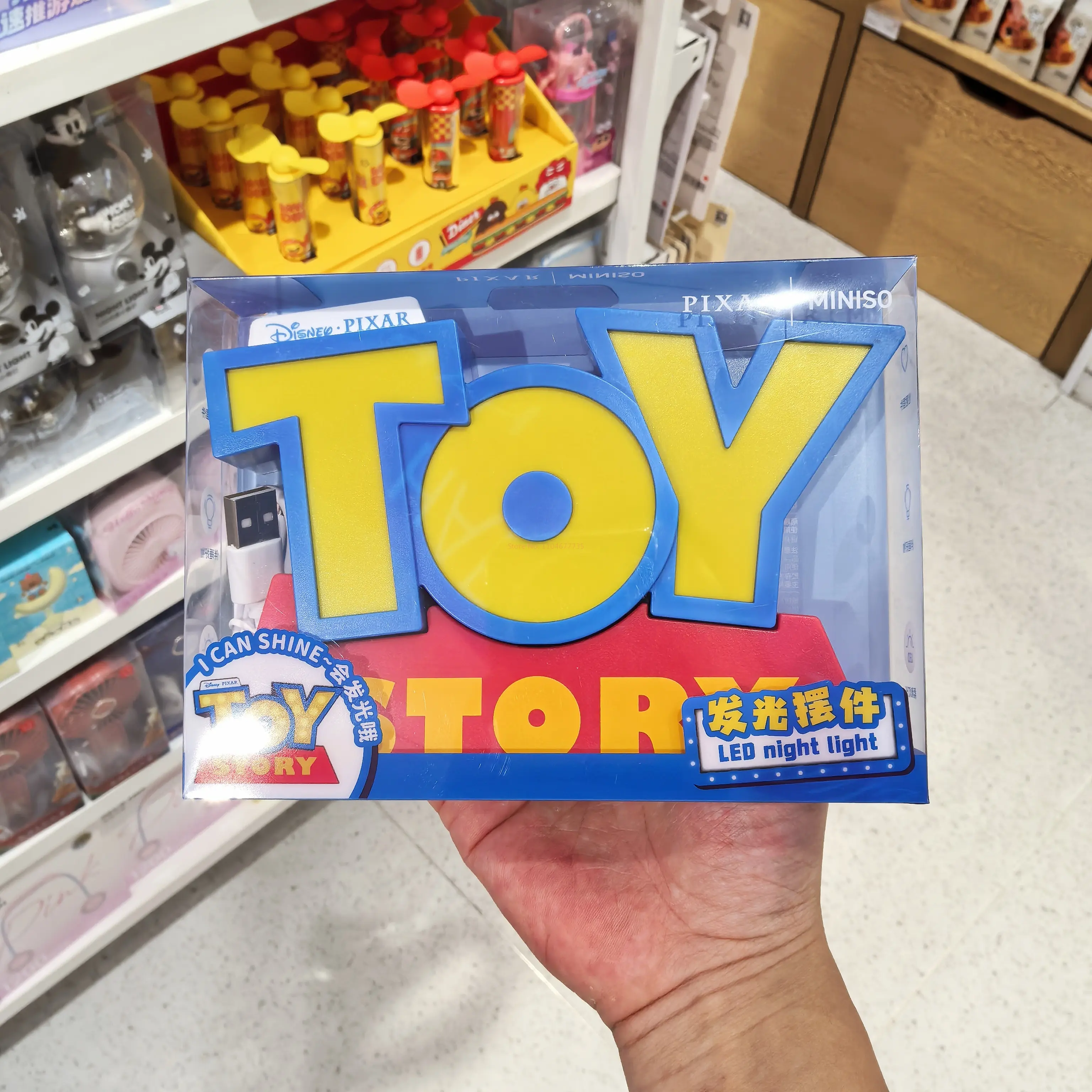 Anime Toy Story Toy Story 3d Logo Nightlight Led Luminous Ornaments Desktop Decoration Figure Model Cartoon Party Birthday Gift