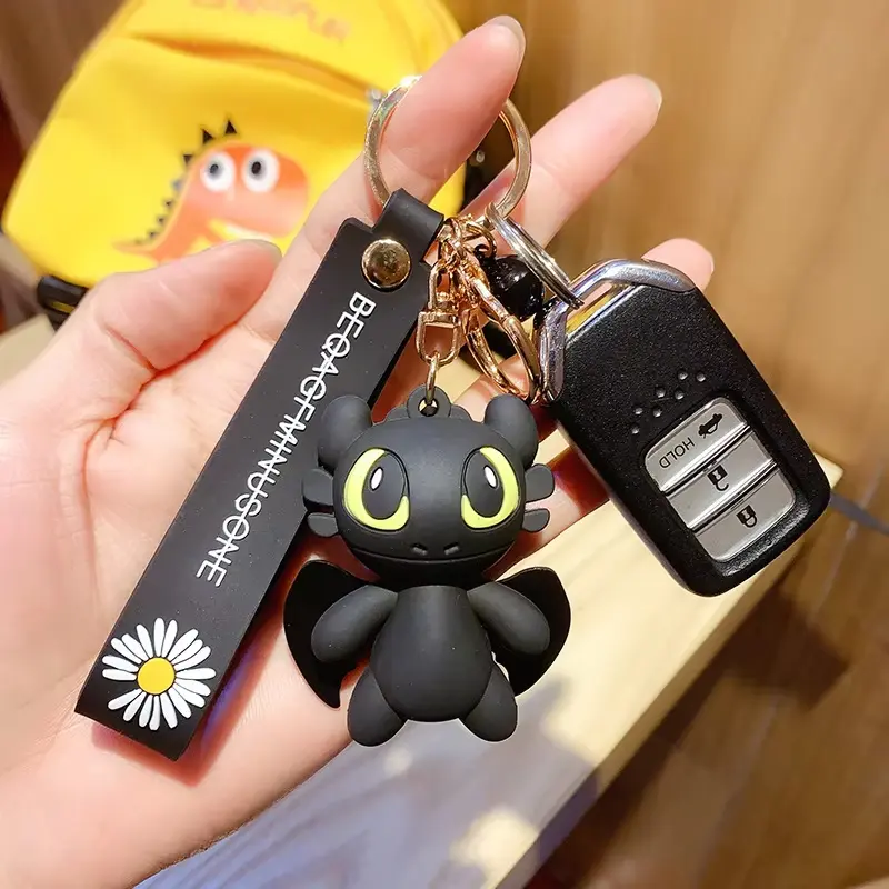 Anime Kawaii Toothless PVC Keychain Kids Cartoon Cute Keyring Light Night Fury Bag Pendant Fashion Jewelry Accessories Gift 2025