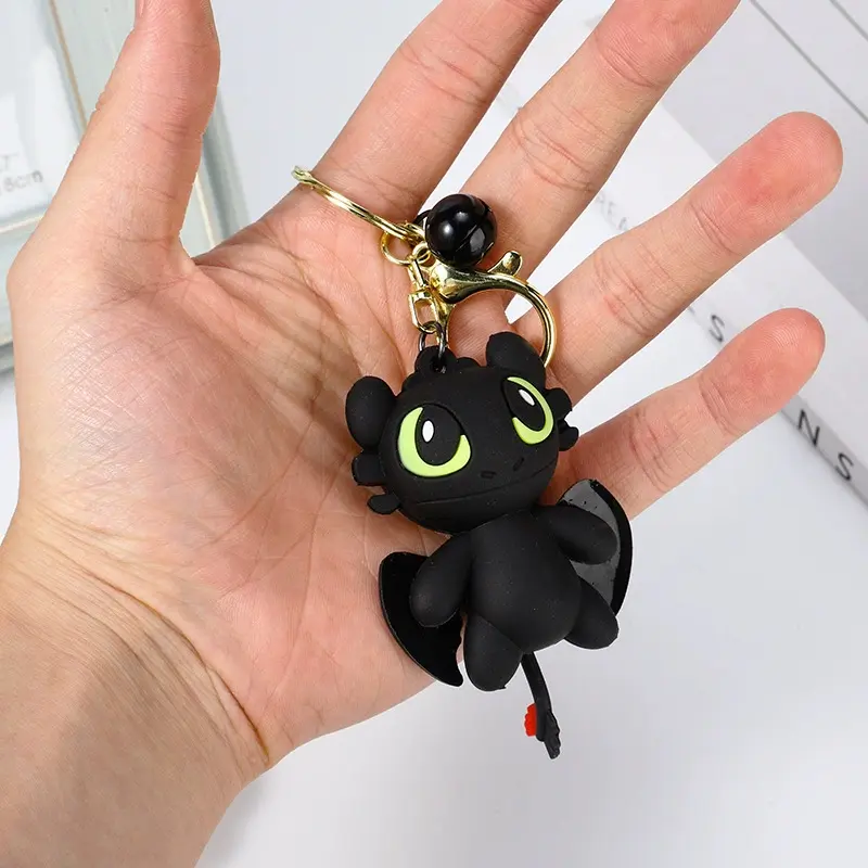 Anime Kawaii Toothless PVC Keychain Kids Cartoon Cute Keyring Light Night Fury Bag Pendant Fashion Jewelry Accessories Gift 2025