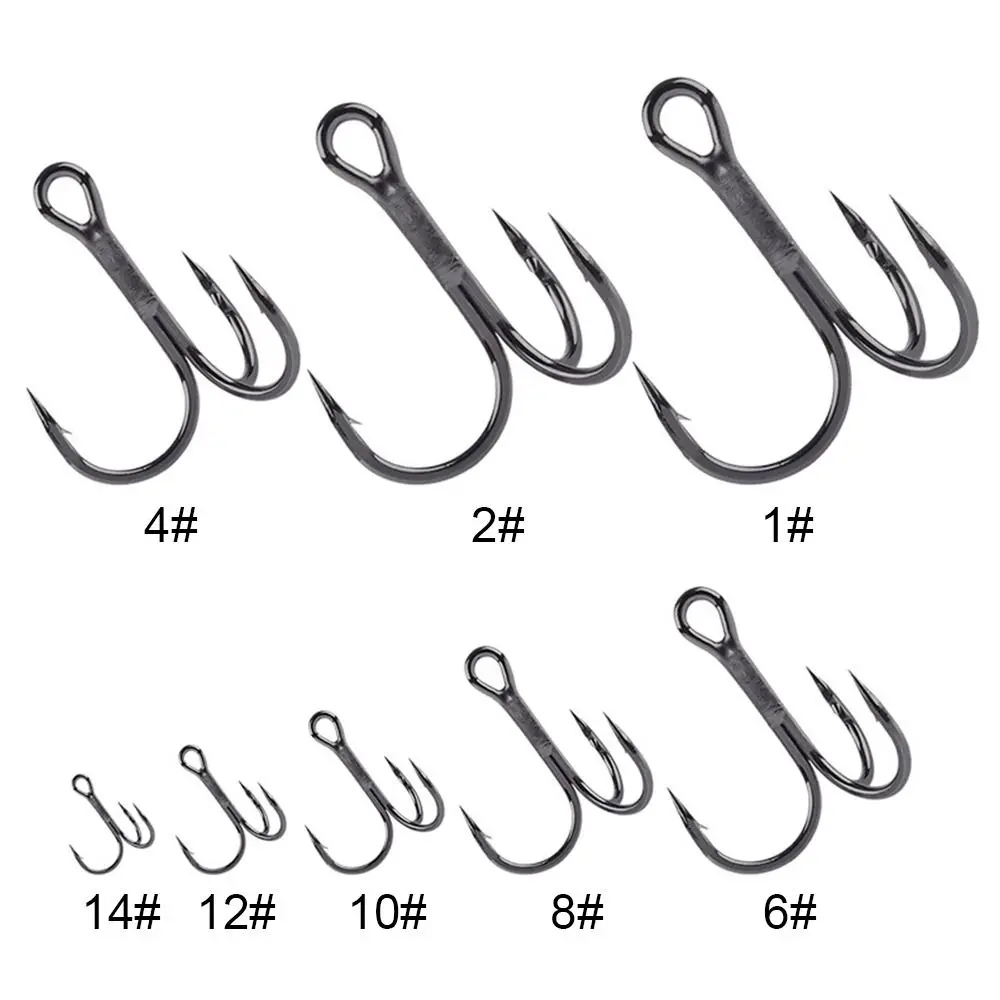 50Pcs Black Nickel  Super Sharp Fishhooks Treble Fishing Hooks  High Carbon Steel Matte Tin Hooks Fishing Tackle