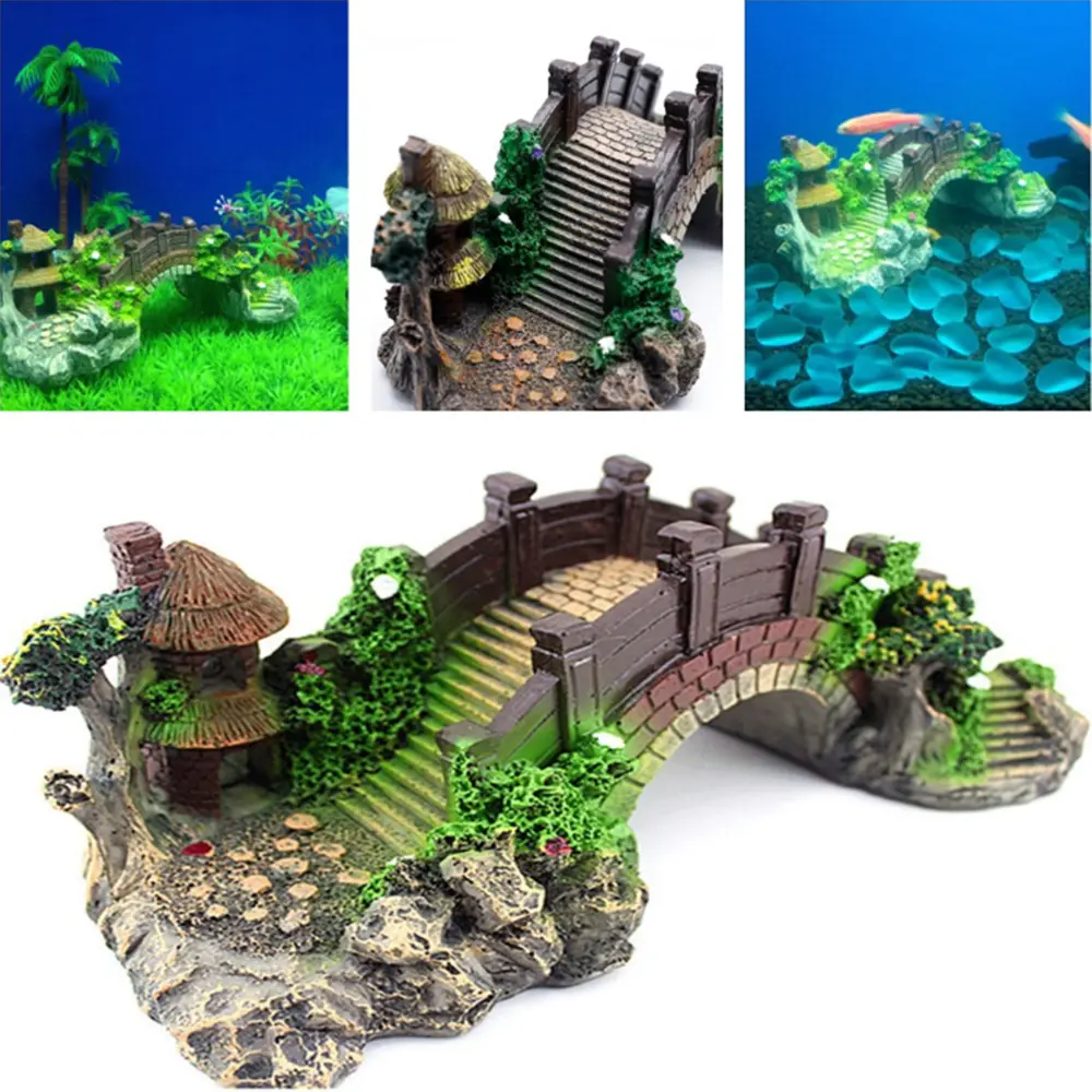 Artificial Bridge Resin Fish Tank Ornament Aquarium Ornaments Artificial Landscaping Rockery Bridge For Fish Tank Aquarium Decor