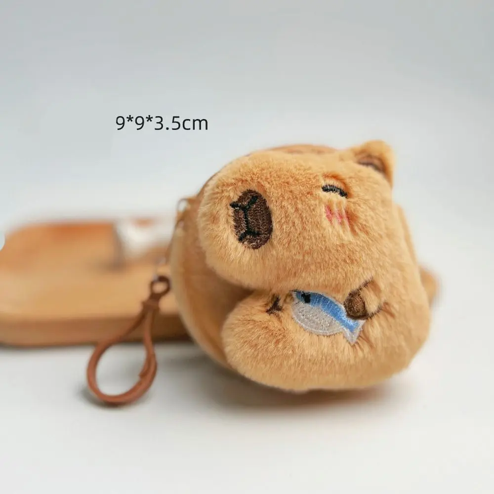 Kawaii Capybara Anime Plush Coin Purse Lovely Cartoon Round Bags Pendant Funny Mini Fashion Headphone Storage Bag