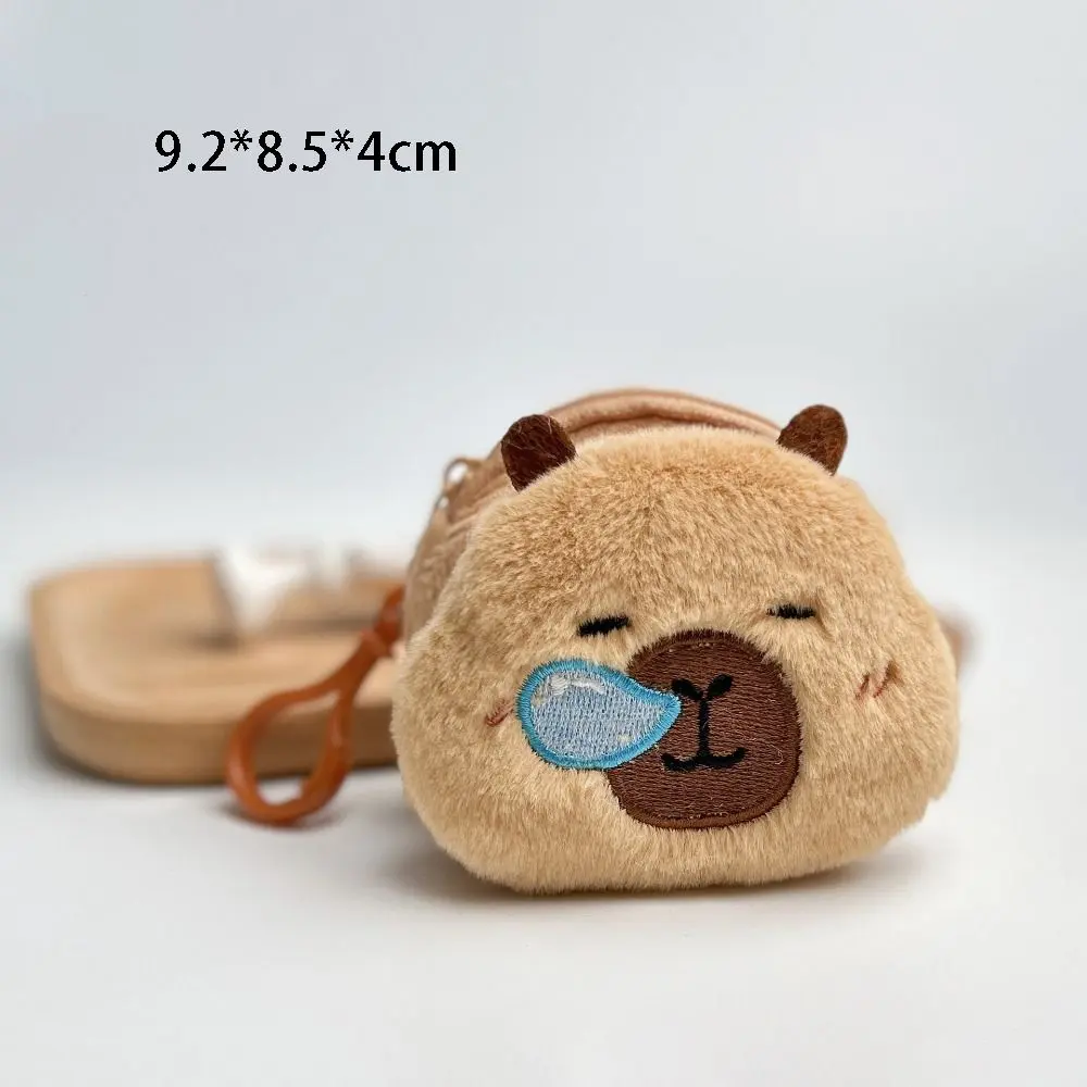 Kawaii Capybara Anime Plush Coin Purse Lovely Cartoon Round Bags Pendant Funny Mini Fashion Headphone Storage Bag